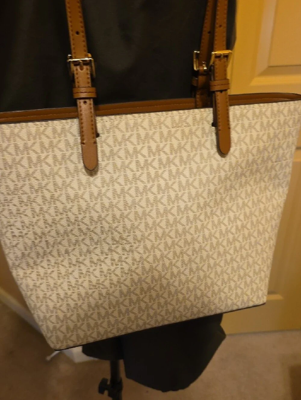 Michael Kors Vanilla Signature MK Tote with Acorn Trim